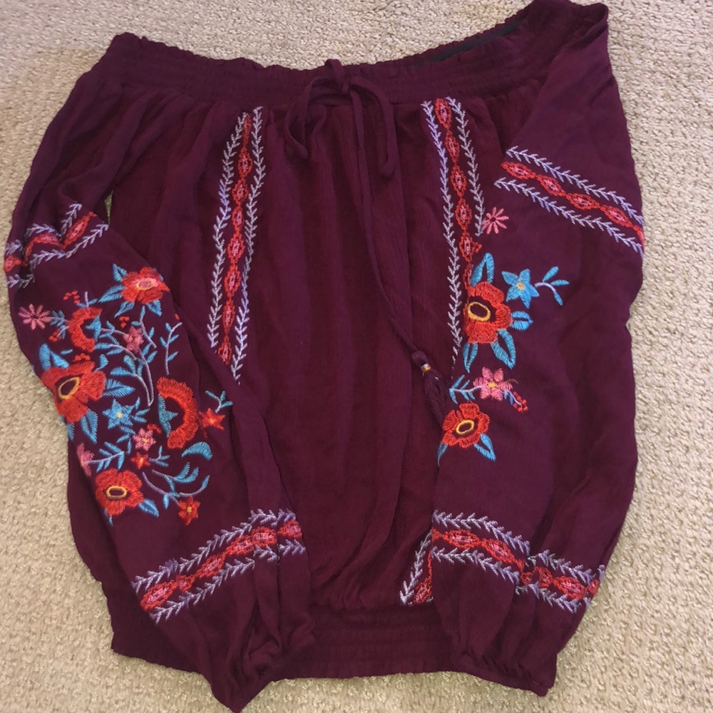 Burgundy Off the shoulder top